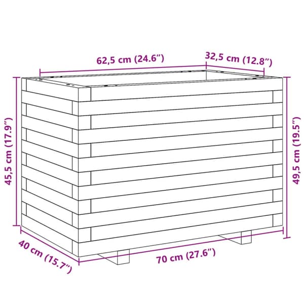 Odlingslåda vit 70x40x49,5 cm massiv furu