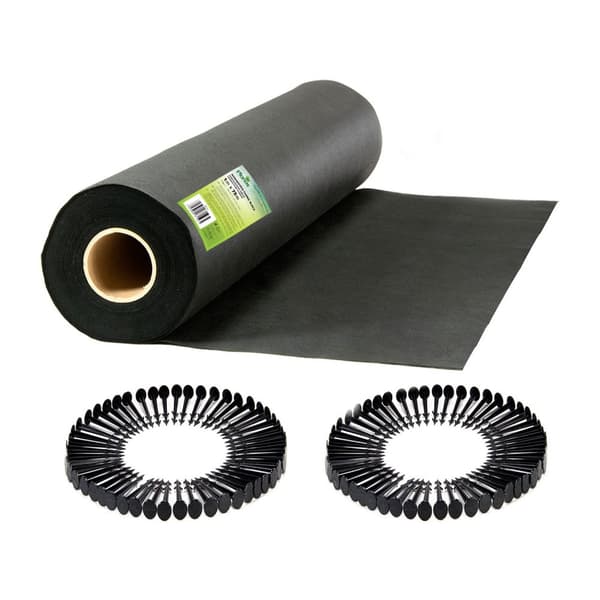 Have agrotekstil 1 m x 75 m + 100 Plonos stifter - sort