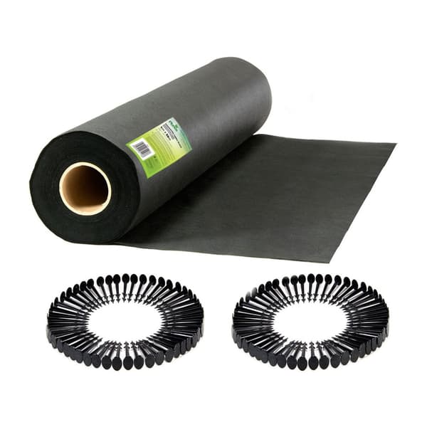 Puutarhaagrotekstiilit 1 m x 50 m + 50 Plonos-neuloja - musta