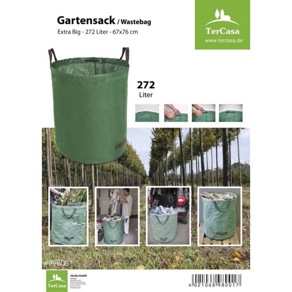 TerCasa JU-998001 Haveaffaldspose 272L Grøn
