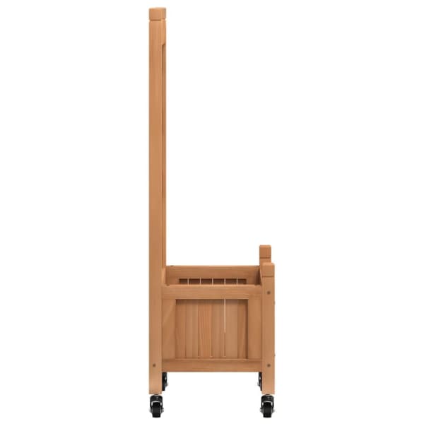 Odlingslåda med spaljé och hjul brun massivt granträ