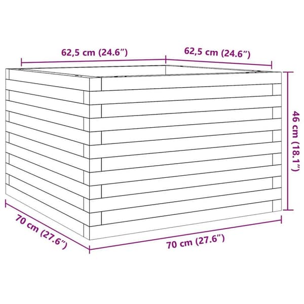 Odlingslåda vaxbrun 70x70x46 cm massiv furu