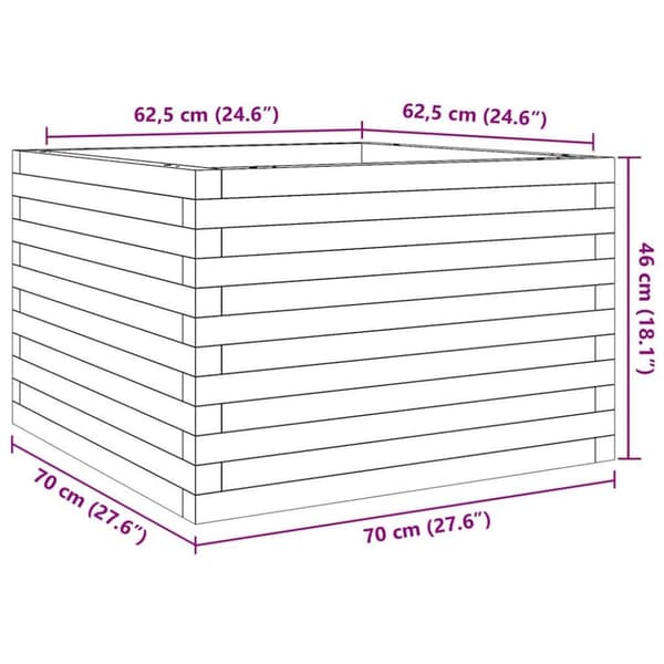 Odlingslåda vit 70x70x46 cm massiv furu