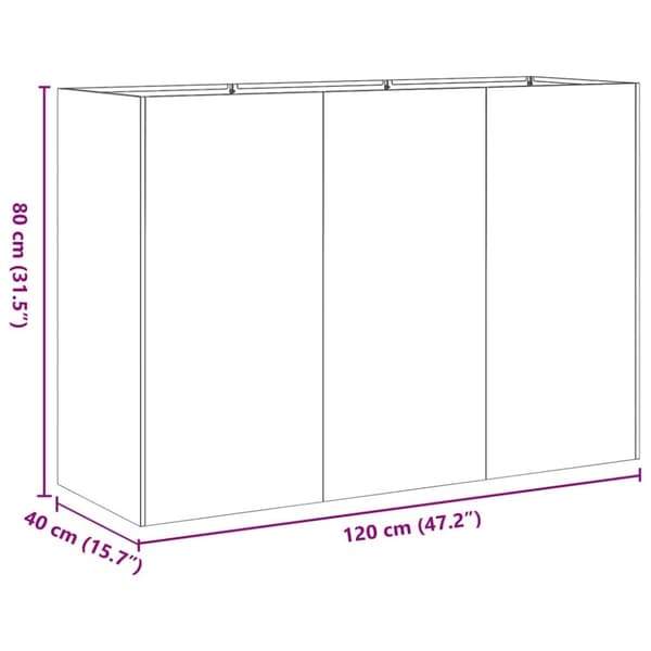 Planteringskärl rostig 120x40x80 cm väderbeständigt stål