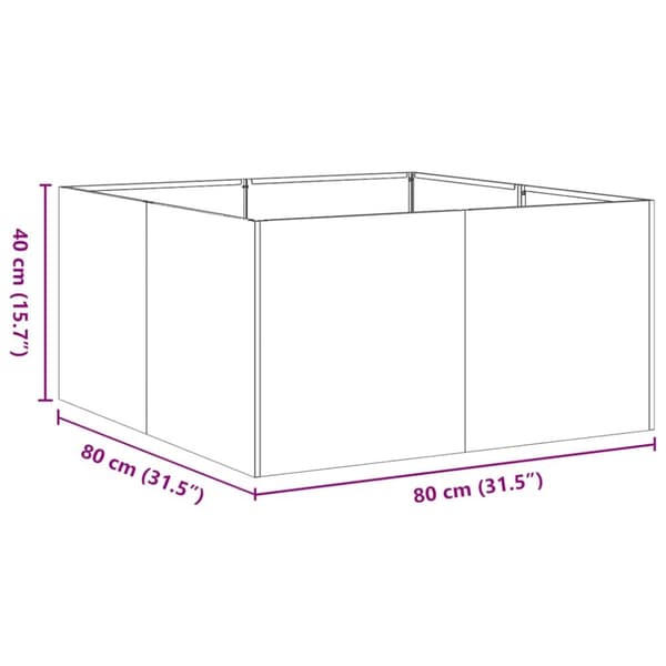 Planteringskärl 80x80x40 cm rostfritt stål