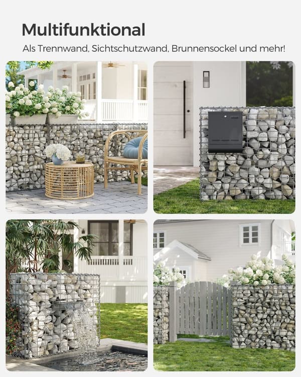 Sæt med 10 Schans -kurve - 100 × 80 × 30 cm - Sølv
