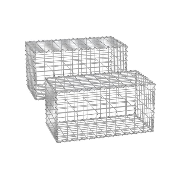 Trådkorg - 100 x 30 x 30 cm - uppsättning av 2 - silver