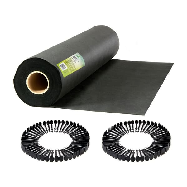 Trädgårdsagrotextil 1,6 mx 100 m 90 g/m2 + 100 Plonos stift - svart