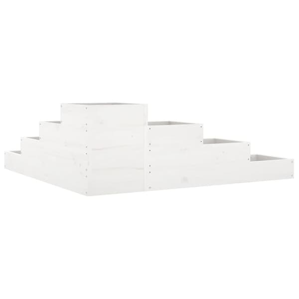 Odlingslåda 4 nivåer 106x104,5x36 cm vit massiv furu