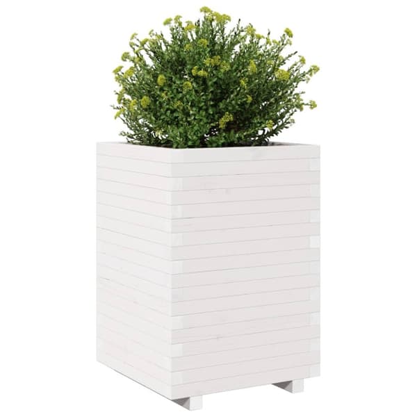 Odlingslåda 50x50x72,5 cm vit massiv furu
