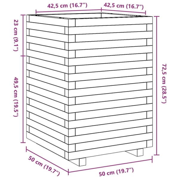 Odlingslåda 50x50x72,5 cm vit massiv furu