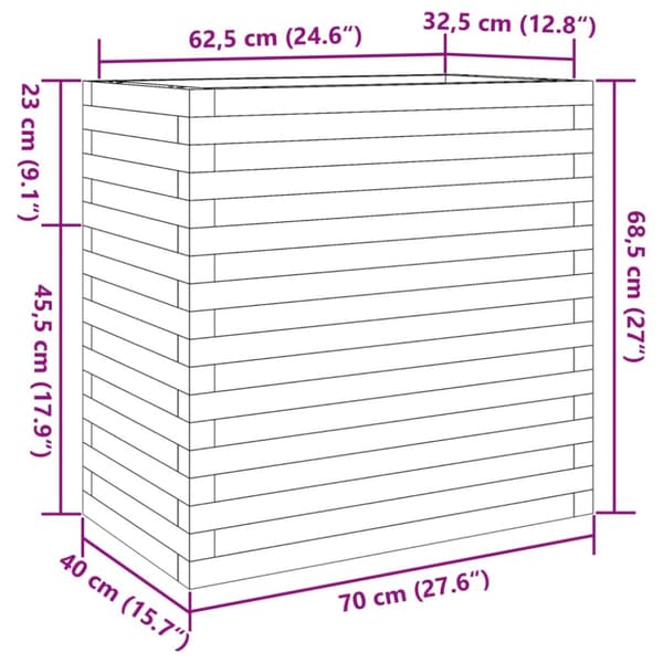 Odlingslåda vaxbrun 70x40x68,5 cm massiv furu