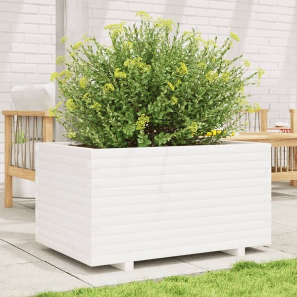 Odlingslåda vit 90x60x49,5 cm massiv furu