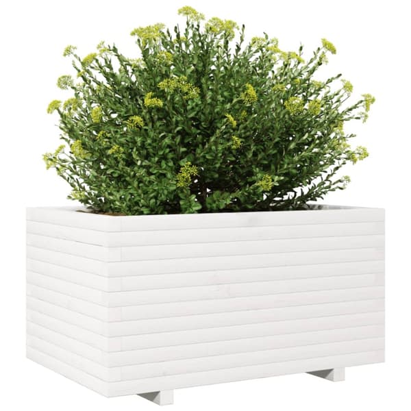 Odlingslåda vit 90x60x49,5 cm massiv furu
