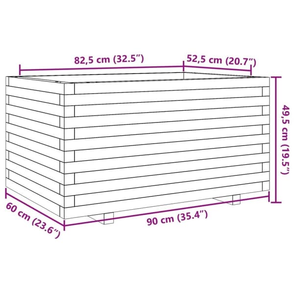 Odlingslåda vit 90x60x49,5 cm massiv furu