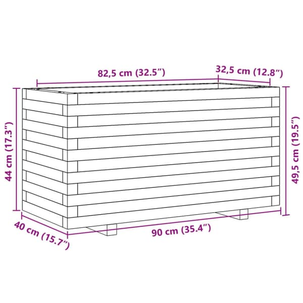 Odlingslåda 90x40x49,5 cm massivt douglasträ