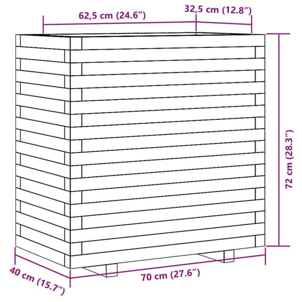 Odlingslåda 70x40x72 cm vit massiv furu