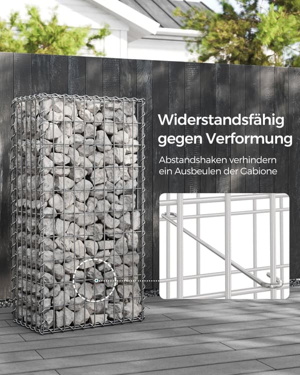 Væg Siddeplads Sten-Gabioner, GGB153, 100x50x30 cm, Sølv