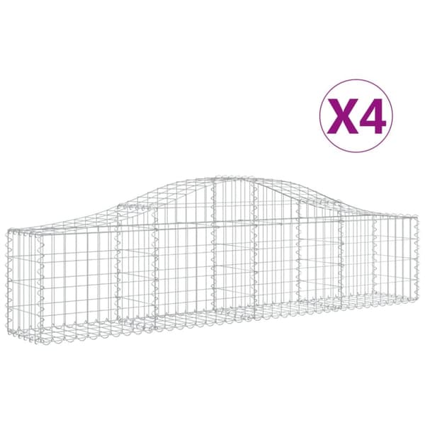 Gabion bågformad 4 st 200x30x40/60 cm galvaniserat järn