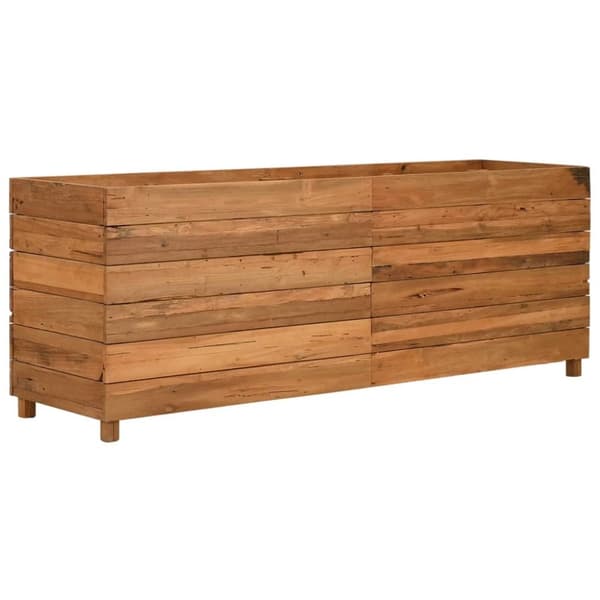 Blomlåda upphöjd 150x40x55 cm återvunnet teakträ och stål