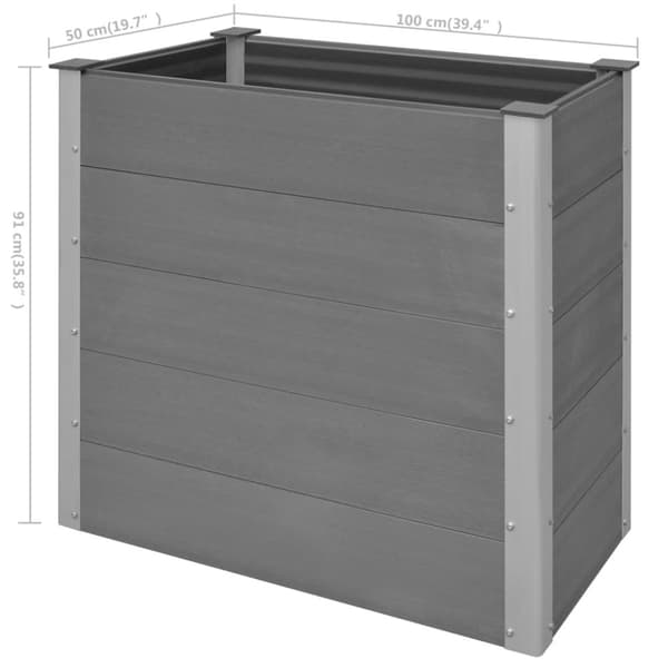 Odlingslåda upphöjd WPC 100x50x91 cm grå