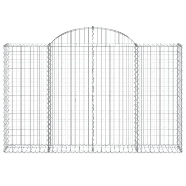 Gabioner bågformade 3 st 200x30x120/140 cm galvaniserat järn