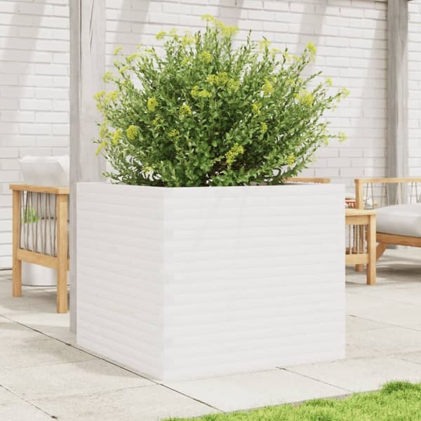 Odlingslåda 80x80x68,5 cm vit massiv furu