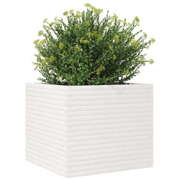 Odlingslåda 80x80x68,5 cm vit massiv furu