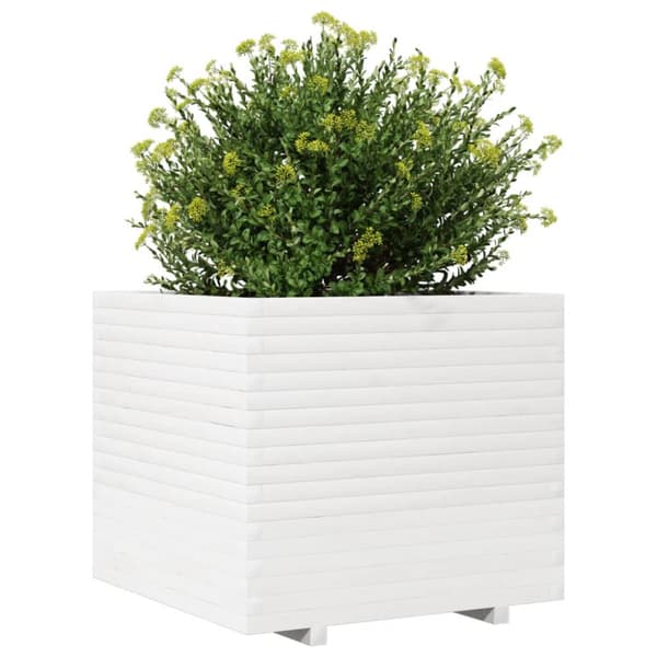 Odlingslåda 80x80x72 cm vit massiv furu