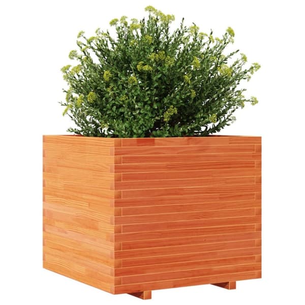 Odlingslåda vaxbrun 80x80x72 cm massiv furu
