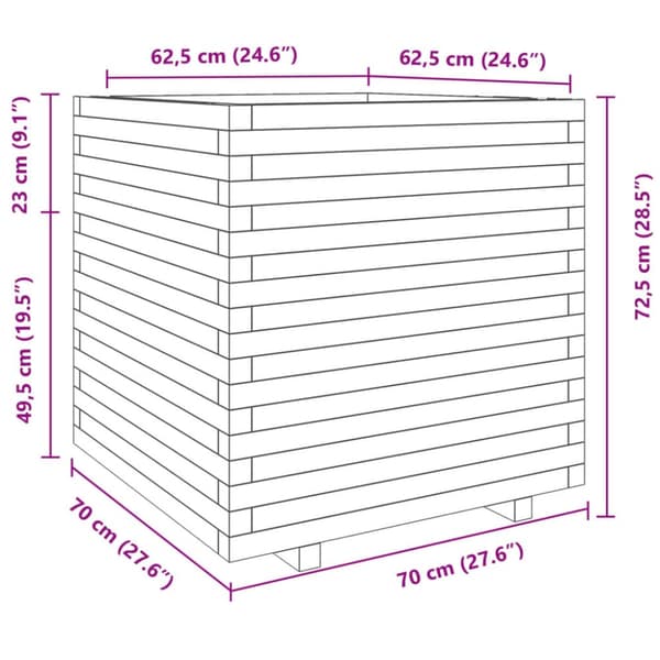 Odlingslåda 70x70x72,5 cm massivt furuträ