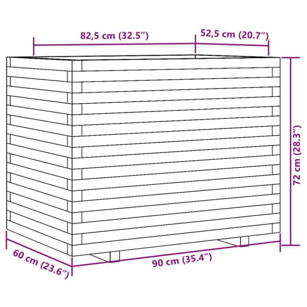 Odlingslåda 90x60x72 cm vit massiv furu