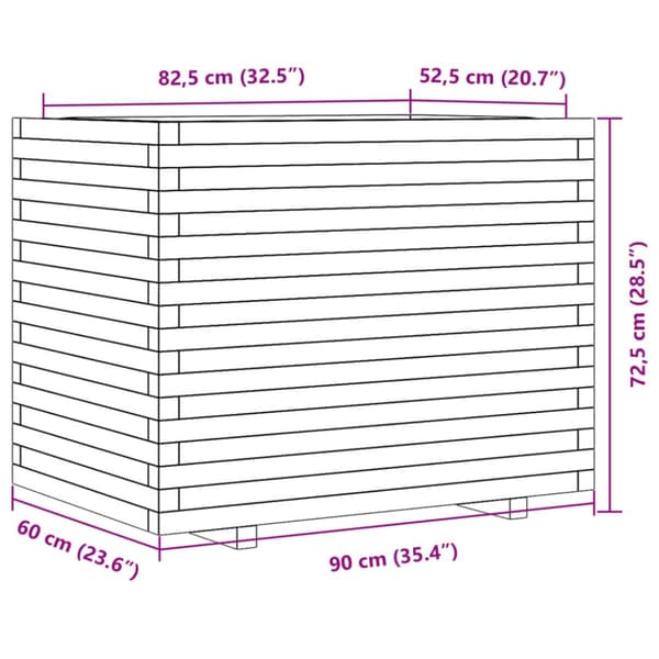 Odlingslåda vaxbrun 90x60x72,5 cm massiv furu