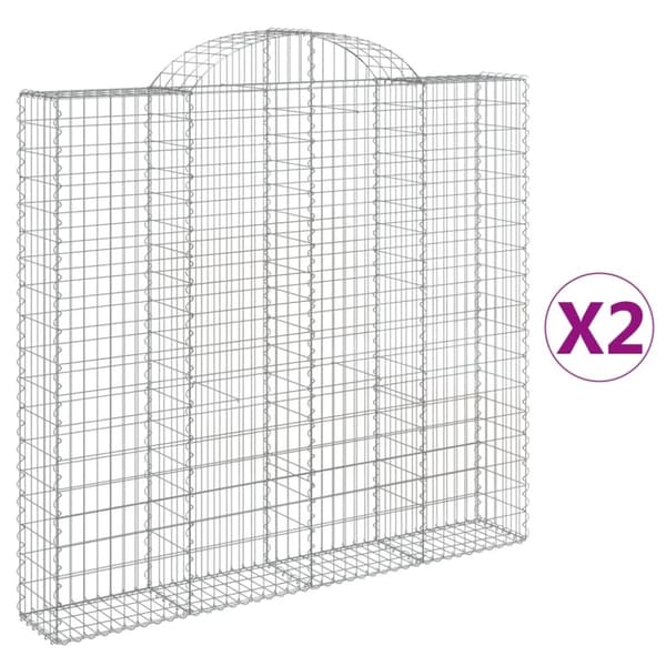 Gabioner bågformade 2 st 200x30x180/200 cm galvaniserat järn