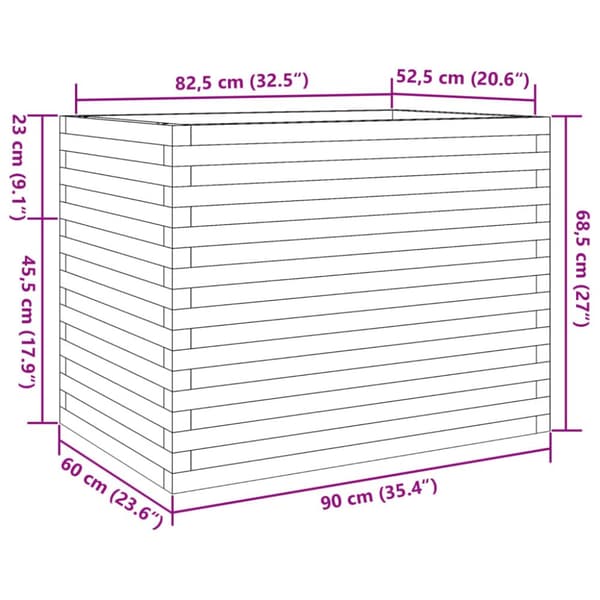 Odlingslåda vit 90x60x68,5 cm massiv furu