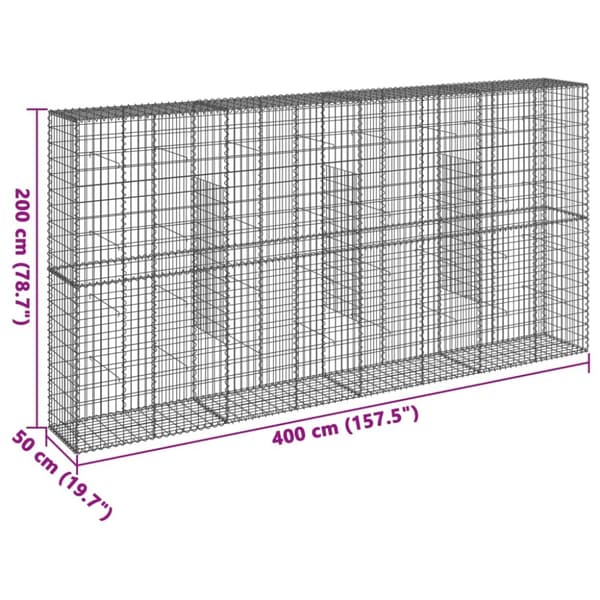 Gabionkorg med skydd 400x50x200 cm galvaniserat järn