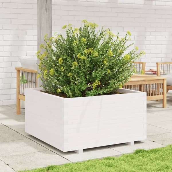 Odlingslåda vit 90x90x49,5 cm massiv furu