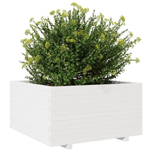 Odlingslåda vit 90x90x49,5 cm massiv furu