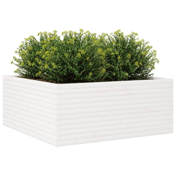 Odlingslåda vit 110x110x46 cm massiv furu
