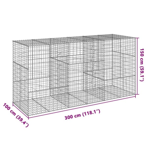 Gabionkorg med skydd 300x100x150 cm galvaniserat järn