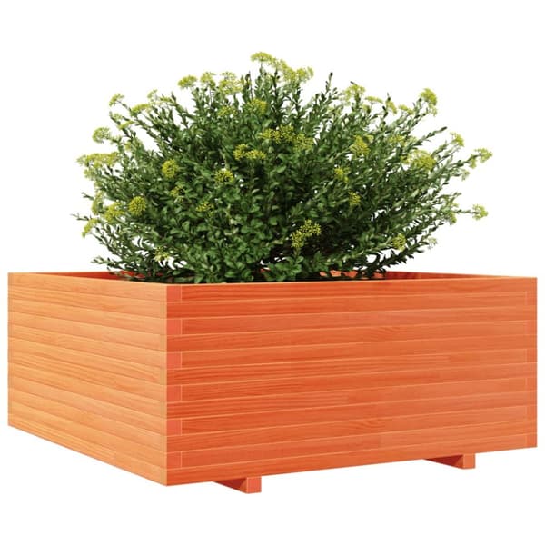 Odlingslåda vaxbrun 110x110x49,5 cm massiv furu