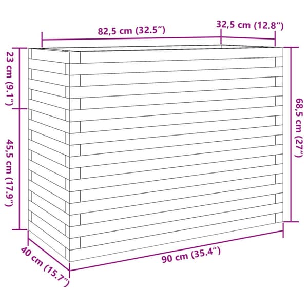 Odlingslåda vaxbrun 90x40x68,5 cm massiv furu