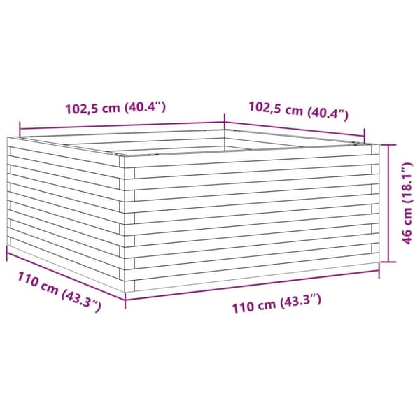 Odlingslåda 110x110x46 cm massivt douglasträ