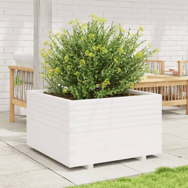 Odlingslåda vit 80x80x49,5 cm massiv furu