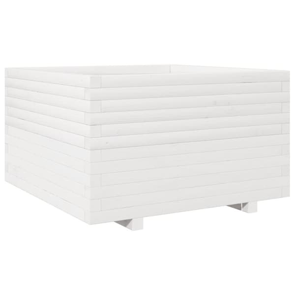 Odlingslåda vit 80x80x49,5 cm massiv furu