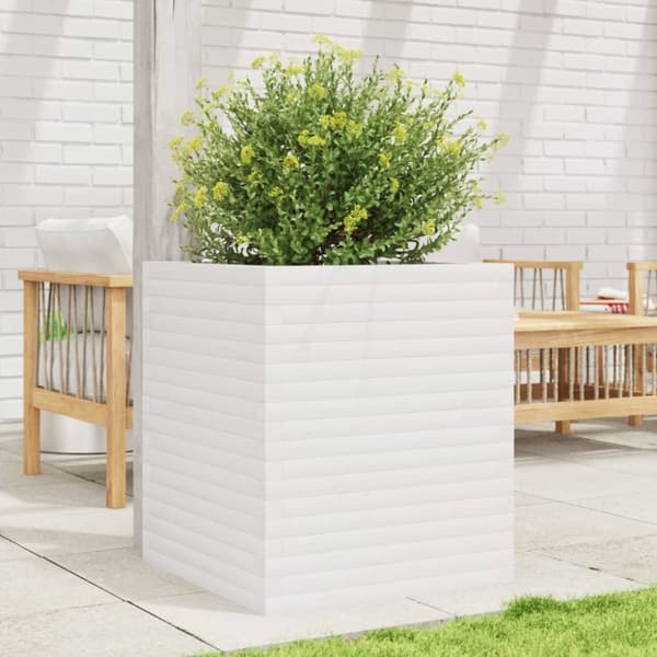 Odlingslåda vit 60x60x68,5 cm massiv furu