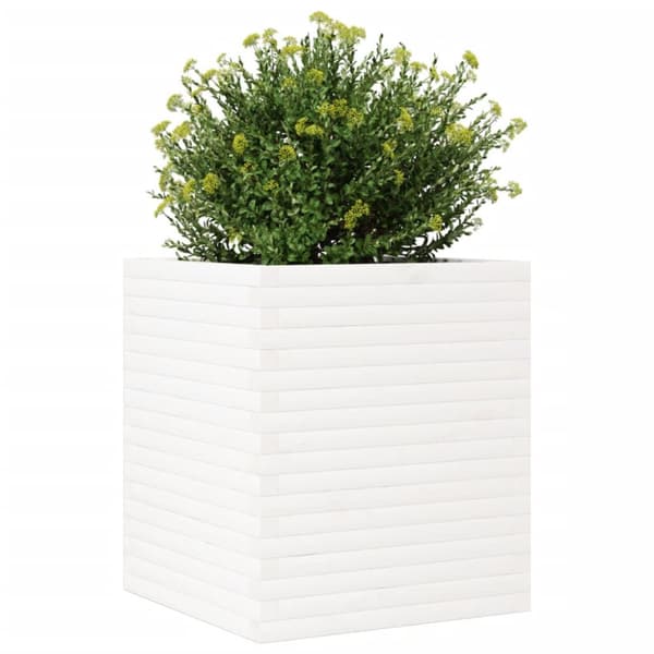Odlingslåda vit 60x60x68,5 cm massiv furu
