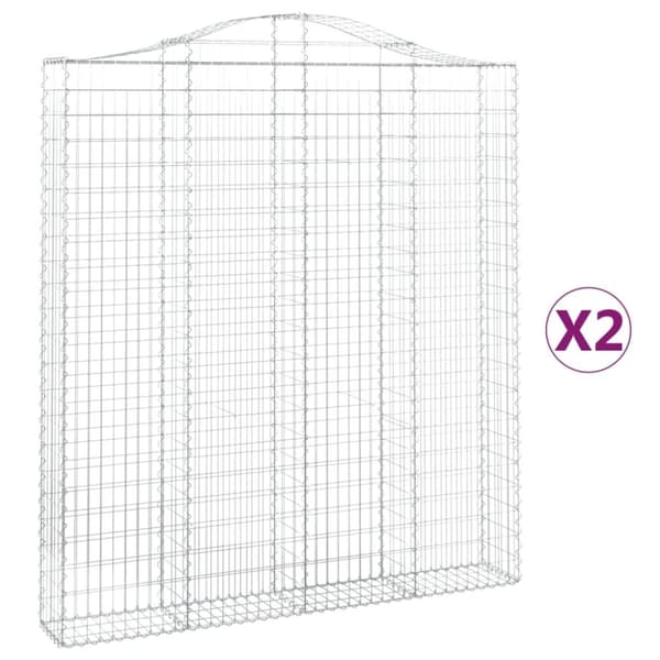 Gabioner bågformade 2 st 200x30x220/240 cm galvaniserat järn