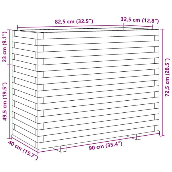 Odlingslåda 90x40x72,5 cm massivt furuträ