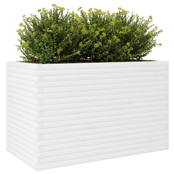 Odlingslåda vit 110x60x68,5 cm massiv furu